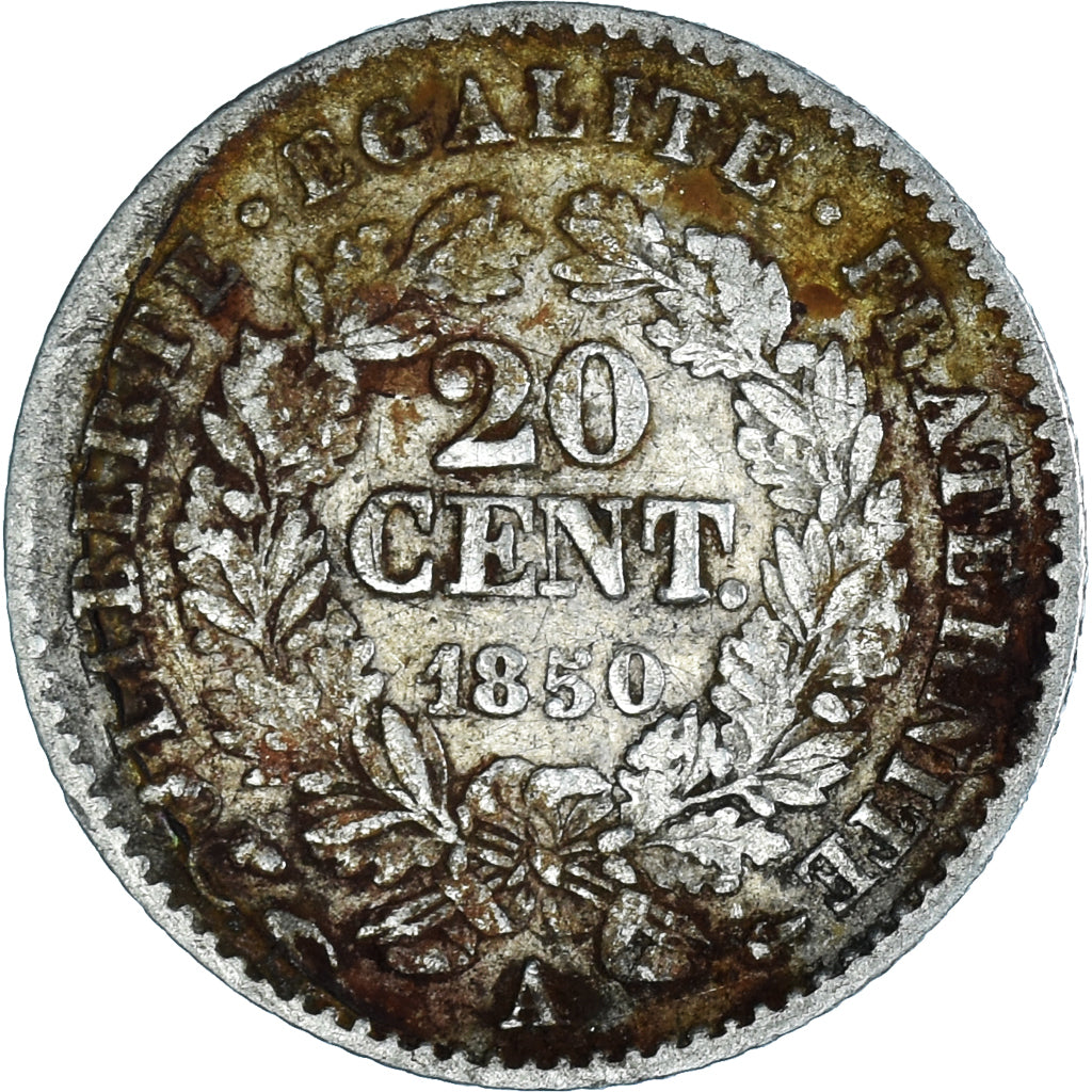 Coin, France, Cérès, 20 Centimes, 1850, Paris, VF(20-25), Silver, KM:758.1