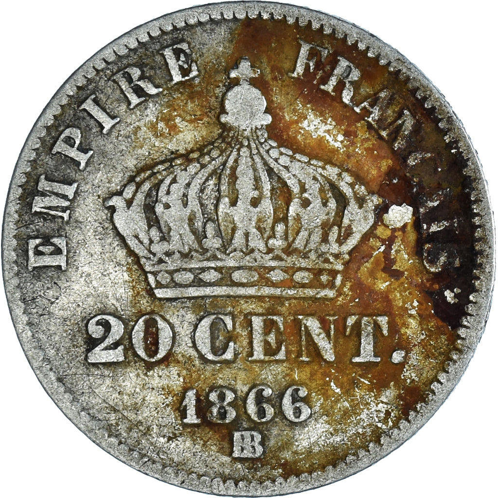 Coin, France, Napoleon III, Napoléon III, 20 Centimes, 1866, Strasbourg