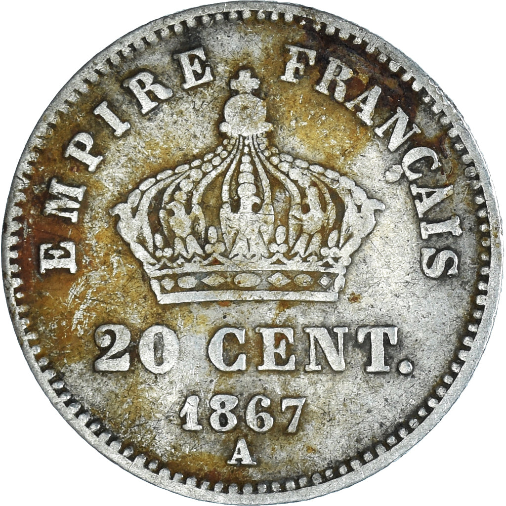 Monnaie, France, Napoleon III, Napoléon III, 20 Centimes, 1867, Paris, B+