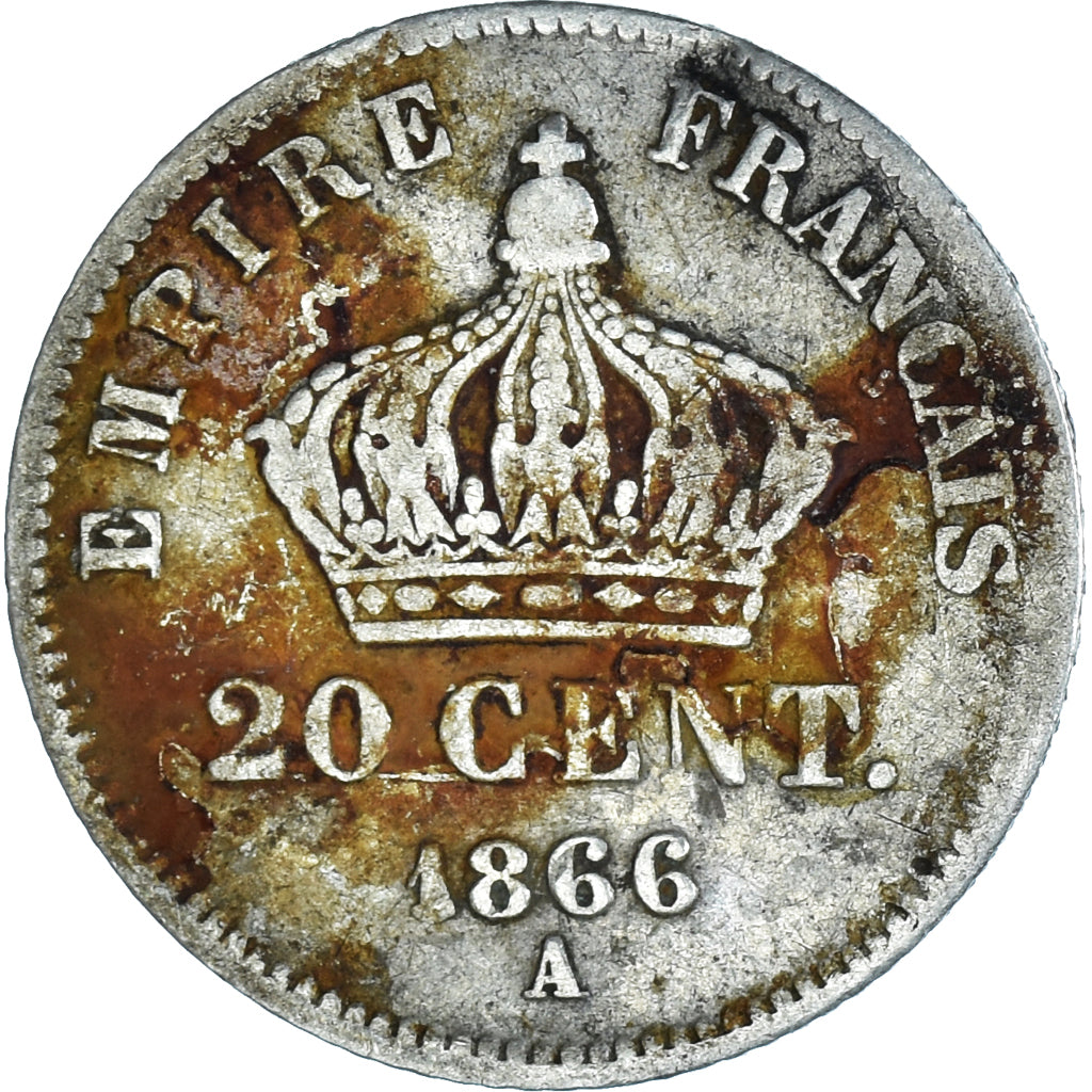 Coin, France, Napoleon III, Napoléon III, 20 Centimes, 1866, Paris, VG(8-10)