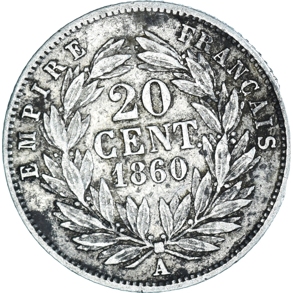 Moneda, Francia, Napoleon III, Napoléon III, 20 Centimes, 1860, Paris, MBC