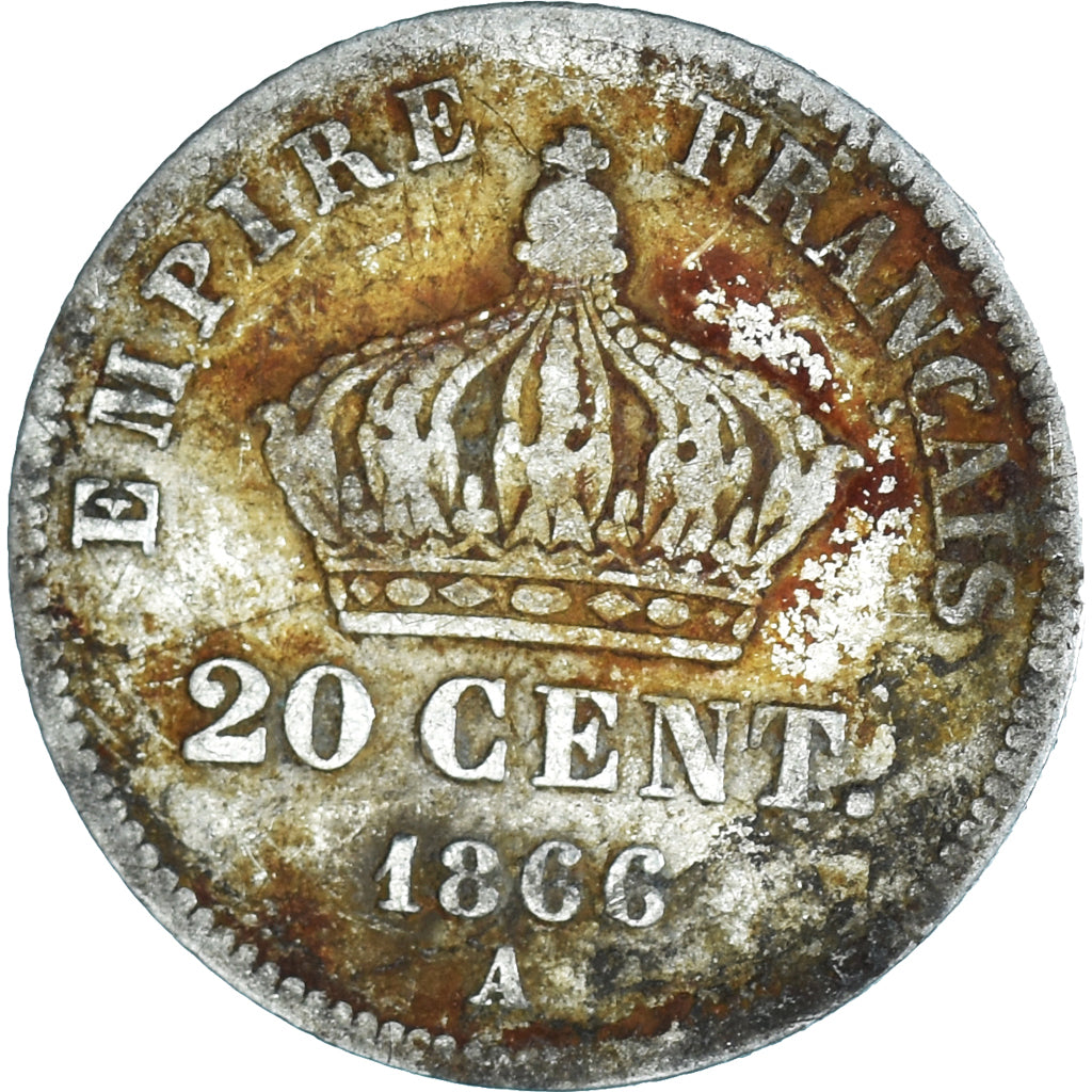 Moneta, Francia, Napoleon III, Napoléon III, 20 Centimes, 1866, Paris, B+
