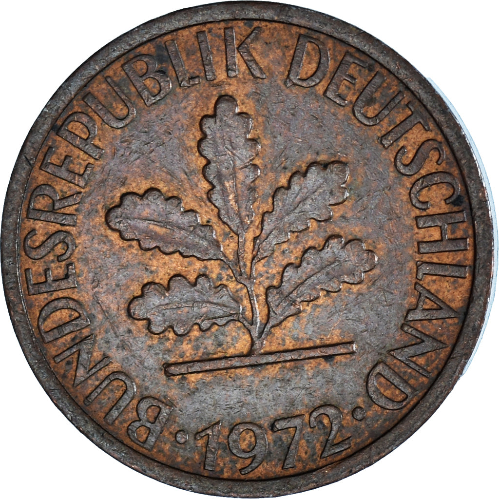 Coin, GERMANY - FEDERAL REPUBLIC, Pfennig, 1972, Munich, EF(40-45), Copper