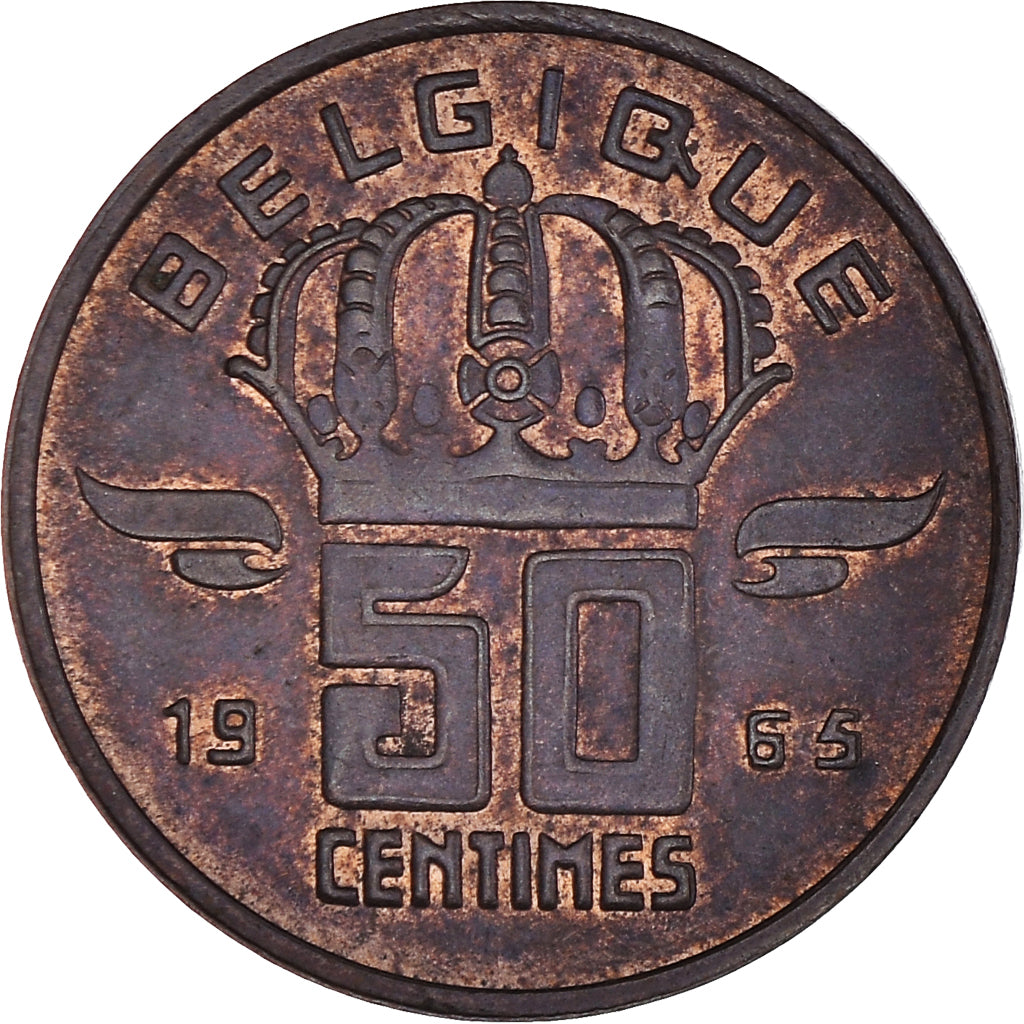 Moneta, Belgio, Baudouin I, 50 Centimes, 1965, BB+, Bronzo, KM:148.2