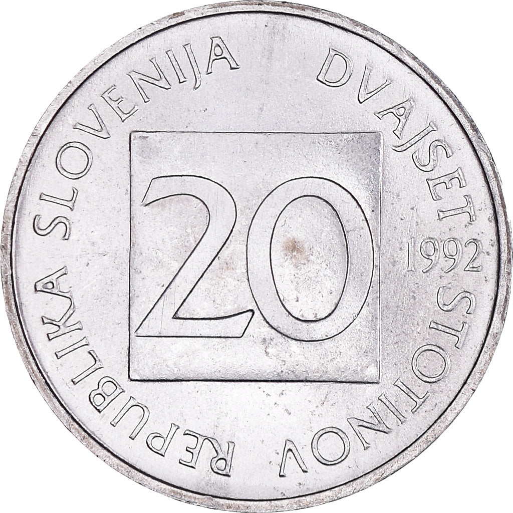 Munten, Slovenië, 20 Stotinov, 1992, UNC, Aluminium, KM:8