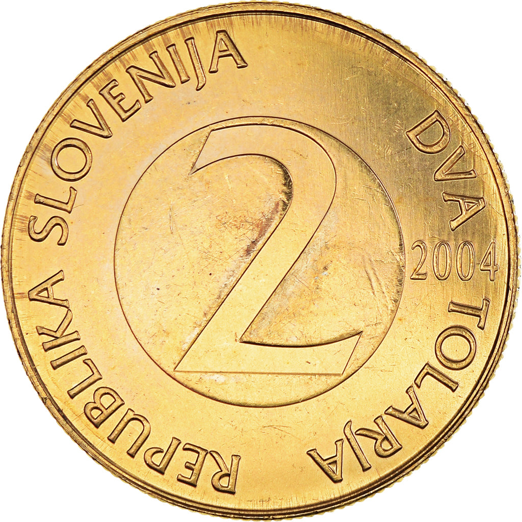 Münze, Slowenien, 2 Tolarja, 2004, UNZ+, Nickel-brass, KM:5