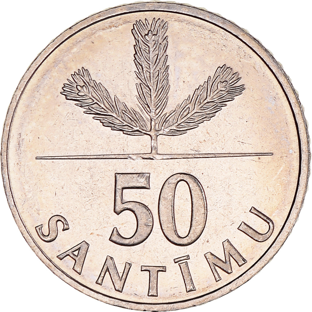 Münze, Latvia, 50 Santimu, 1992, UNZ+, Kupfer-Nickel, KM:13