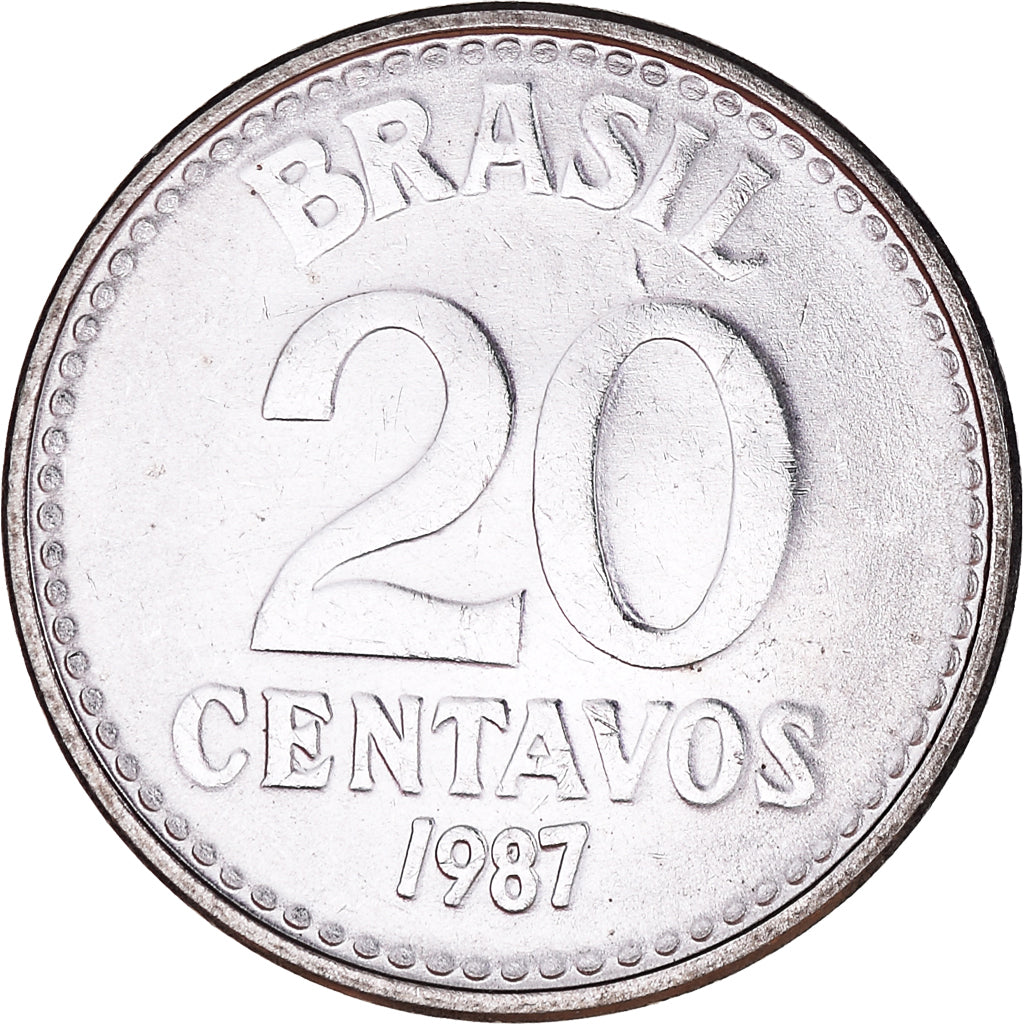 Moneda, Brasil, 20 Centavos, 1987, SC+, Acero inoxidable, KM:603