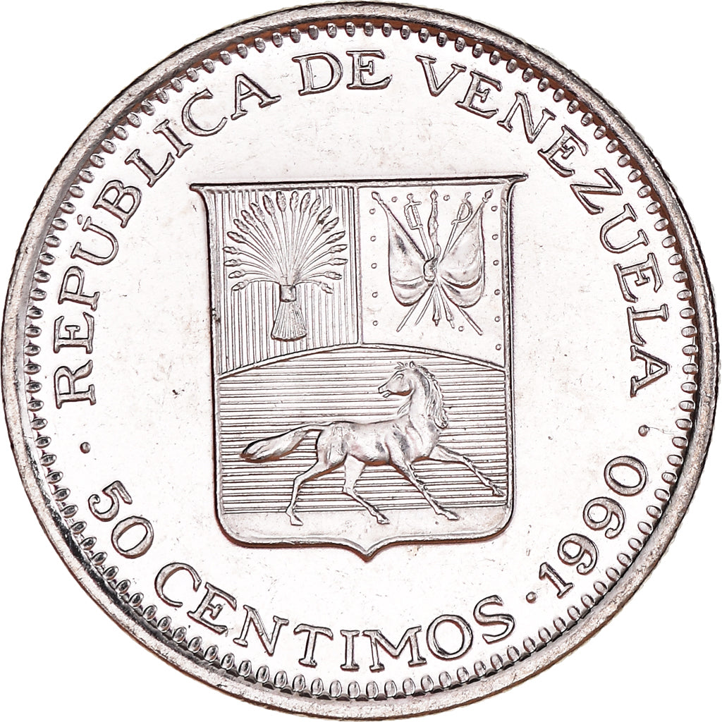Munten, Venezuela, 50 Centimos, 1990, UNC, Nickel Clad Steel, KM:41a