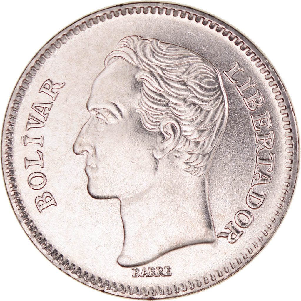 Moeda, Venezuela, 5 Bolivares, 1989, Werdohl, MS(64), Aço Revestido a Níquel