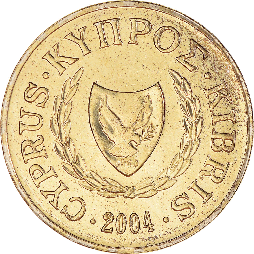 Coin, Cyprus, 10 Cents, 2004, MS(64), Nickel-brass, KM:56.3