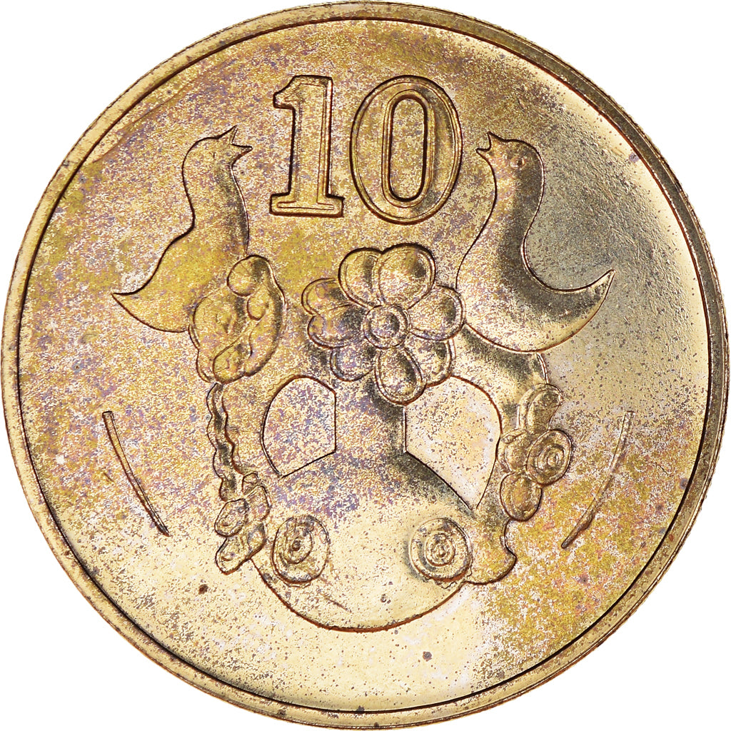 Coin, Cyprus, 10 Cents, 2004, MS(64), Nickel-brass, KM:56.3
