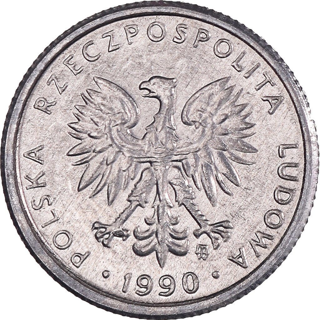 Munten, Polen, Zloty, 1990, Warsaw, UNC-, Aluminium, KM:49.3
