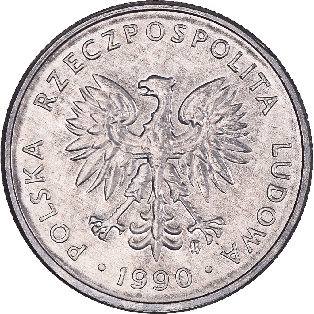 Moneta, Polska, 2 Zlote, 1990, Warsaw, MS(64), Aluminium, KM:80.3