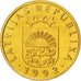 Moneta, Łotwa, 5 Santimi, 1992, MS(63), Mosiądz niklowy, KM:16