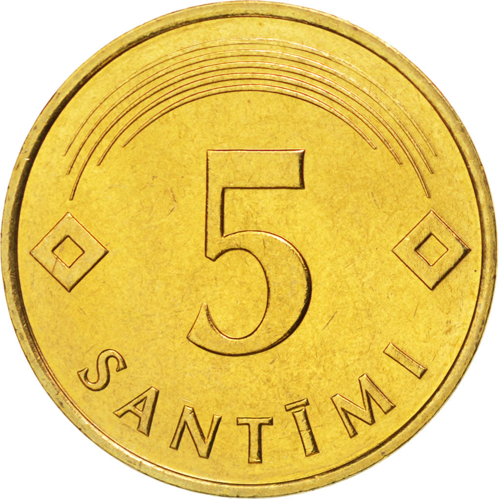 Coin, Latvia, 5 Santimi, 1992, MS(63), Nickel-brass, KM:16