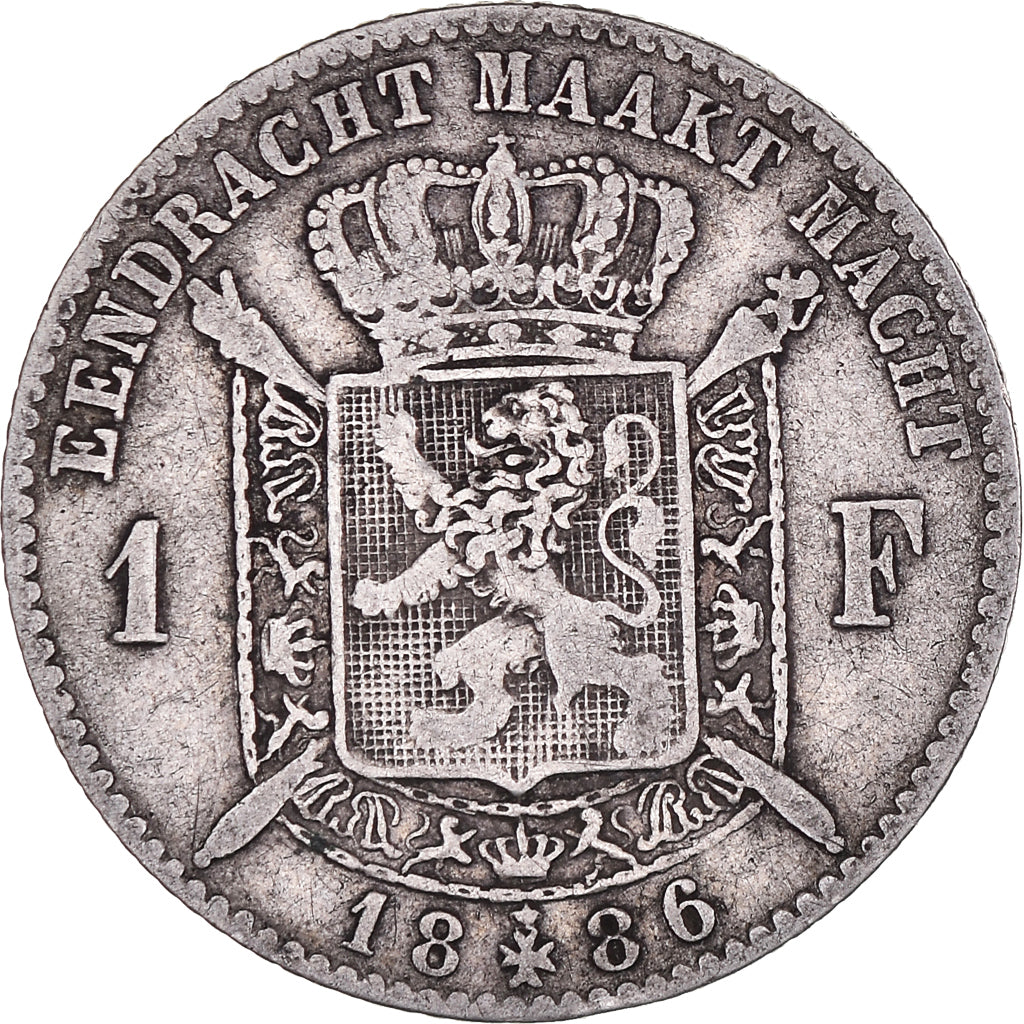 Coin, Belgium, Leopold II, Franc, 1886, VF(20-25), Silver, KM:29.1