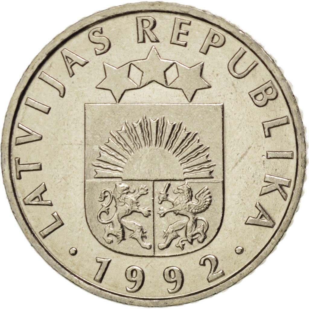Coin, Latvia, 50 Santimu, 1992, MS(63), Copper-nickel, KM:13
