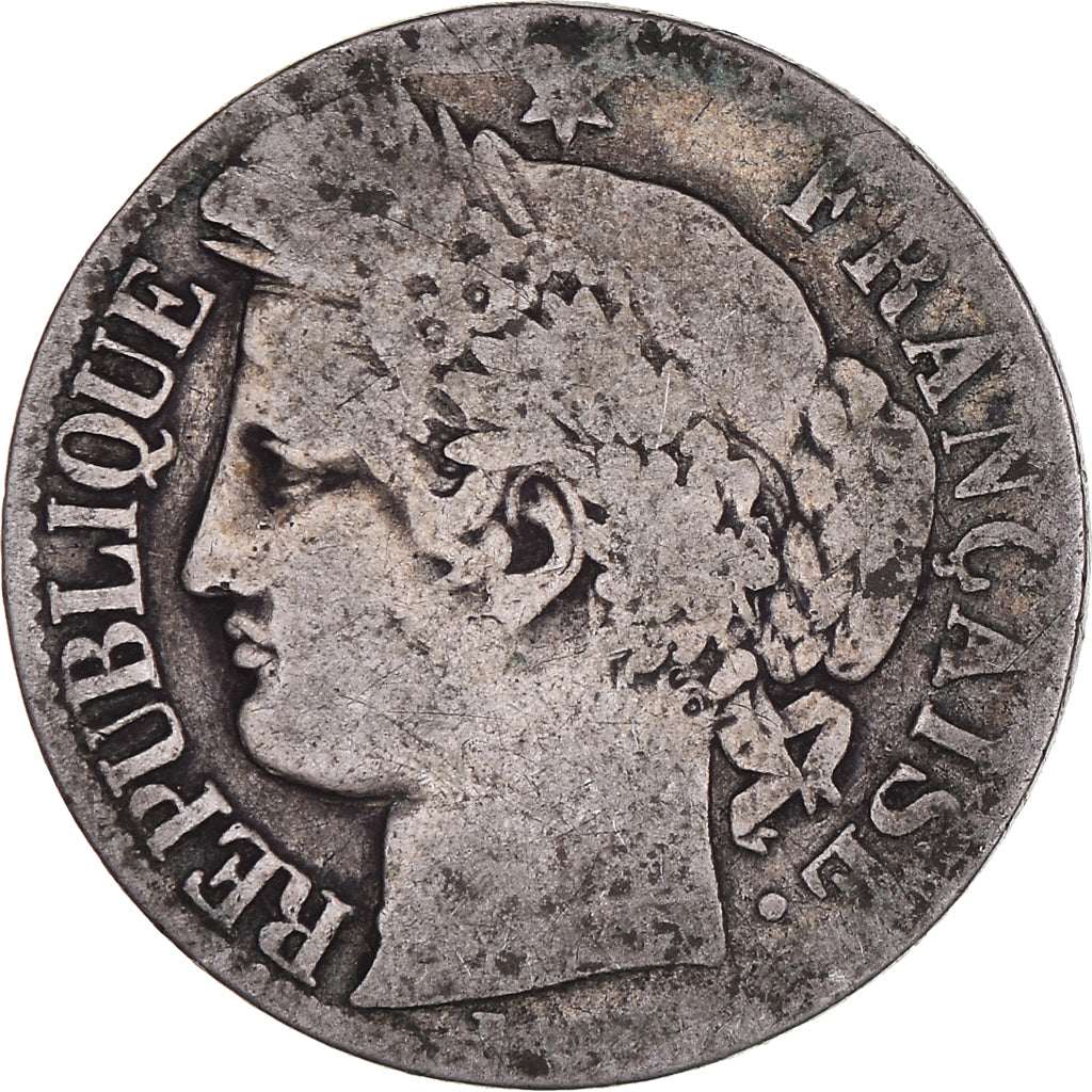 Moneta, Francja, Cérès, Franc, 1871, Paris, VG(8-10), Srebro, KM:822.1