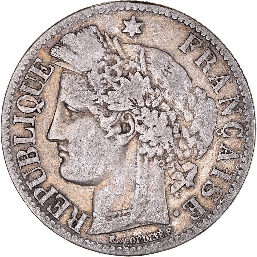Moneta, Francia, Cérès, 2 Francs, 1871, Paris, MB, Argento, KM:817.1