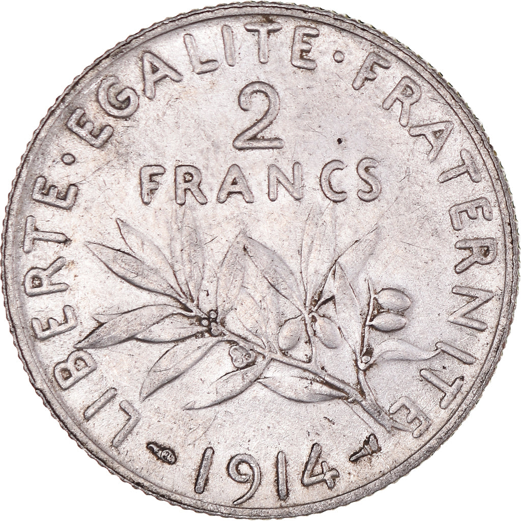 Coin, France, Semeuse, 2 Francs, 1914, Paris, AU(55-58), Silver, KM:845.1