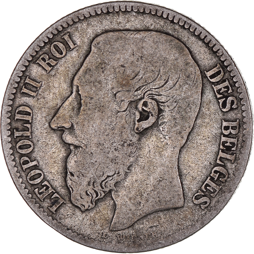 Moneda, Bélgica, Leopold II, 2 Francs, 2 Frank, 1867, BC+, Plata, KM:30.1