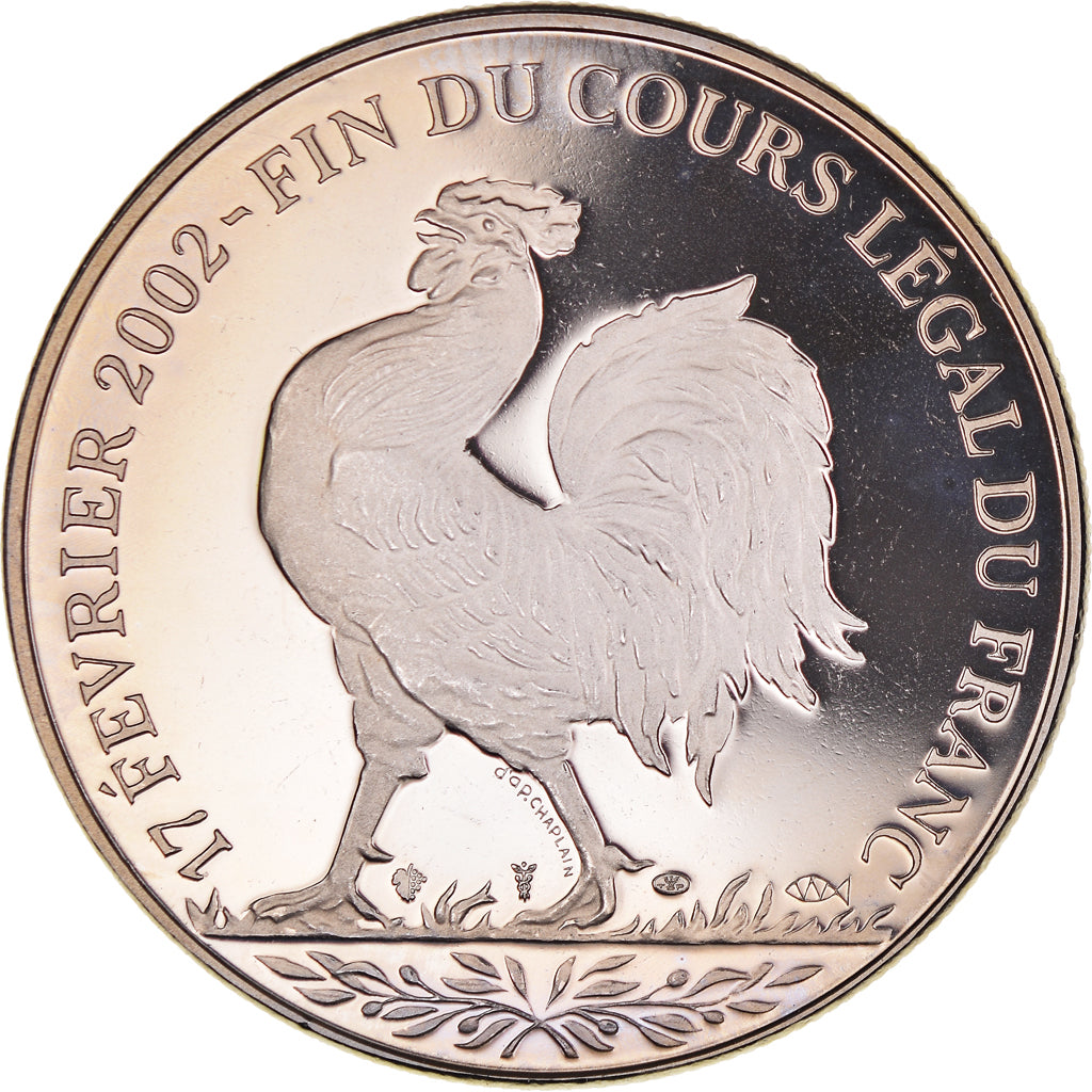 Francia, medalla, Coq, Fin du Cours Légal du Franc, 2002, FDC, Níquel