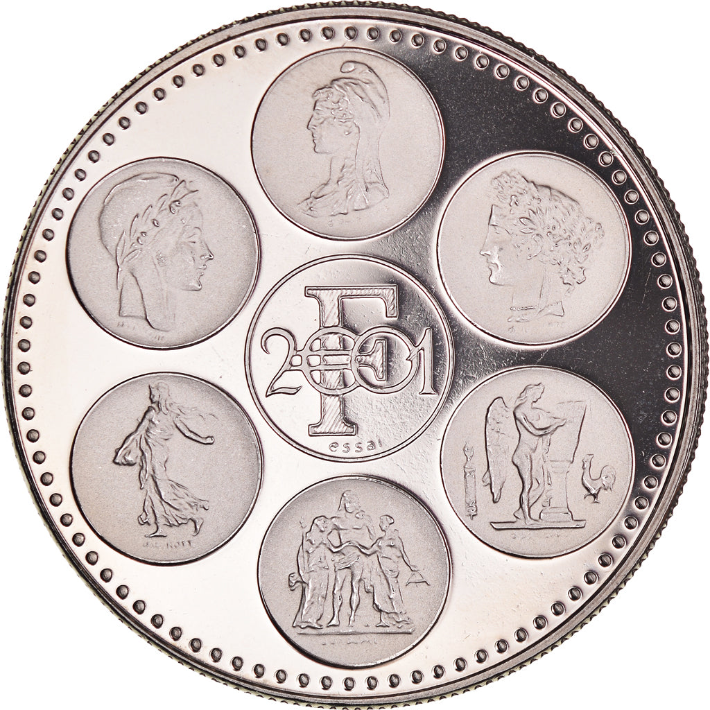 Francia, medalla, Coq, Fin du Cours Légal du Franc, 2002, FDC, Níquel