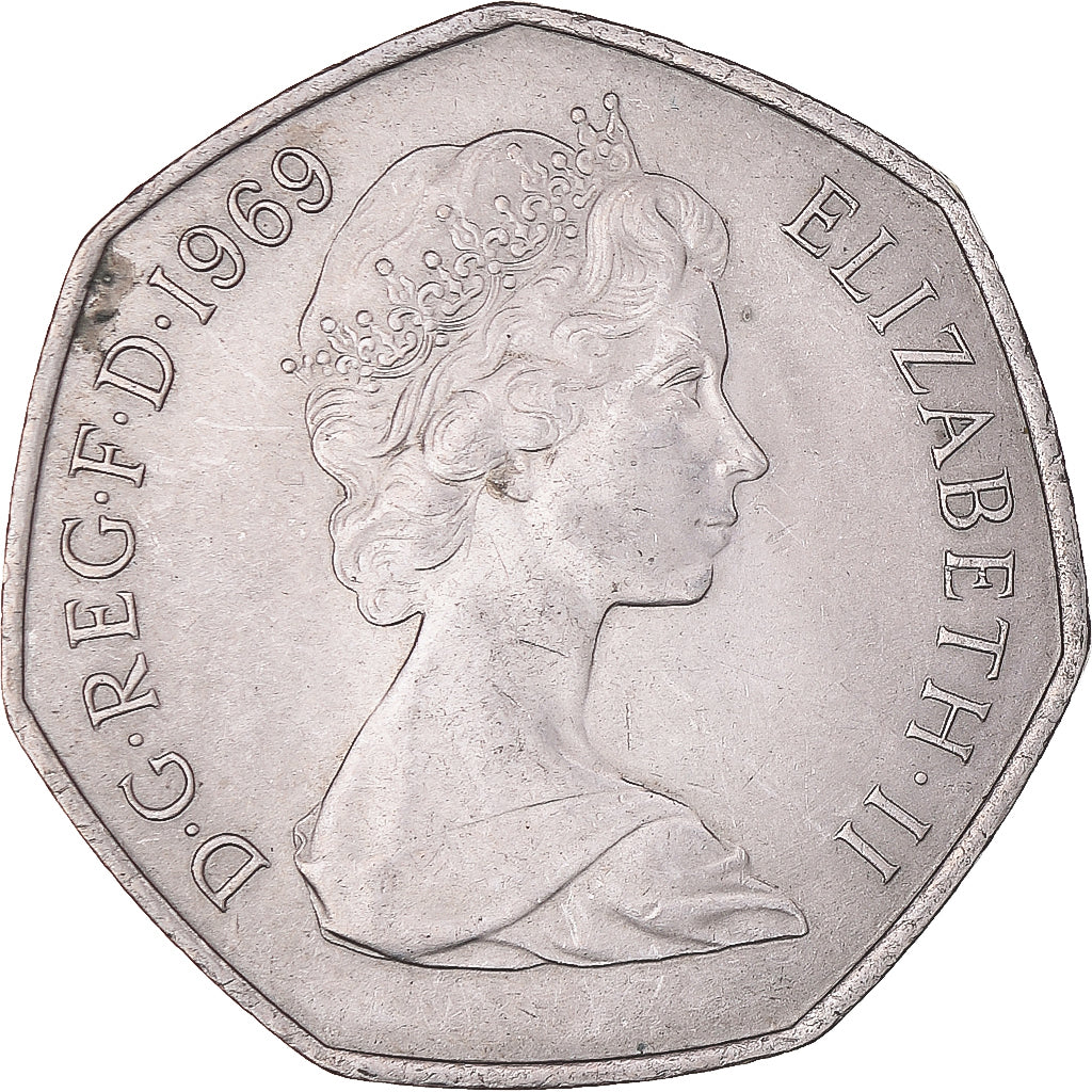 Moneda, Gran Bretaña, Elizabeth II, 50 New Pence, 1969, EBC+, Cobre - níquel