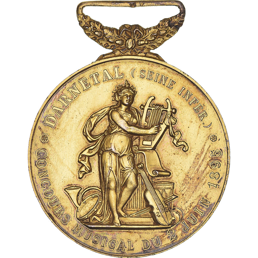 France, Médaille, 1895, Concours Musical Darnetal, TTB+, Vermeil