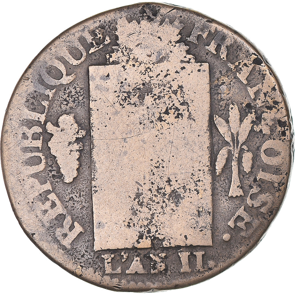 Coin, France, Sol aux balances françoise, Sol, 1793, Dijon, D.,VF(20-25), Bronze