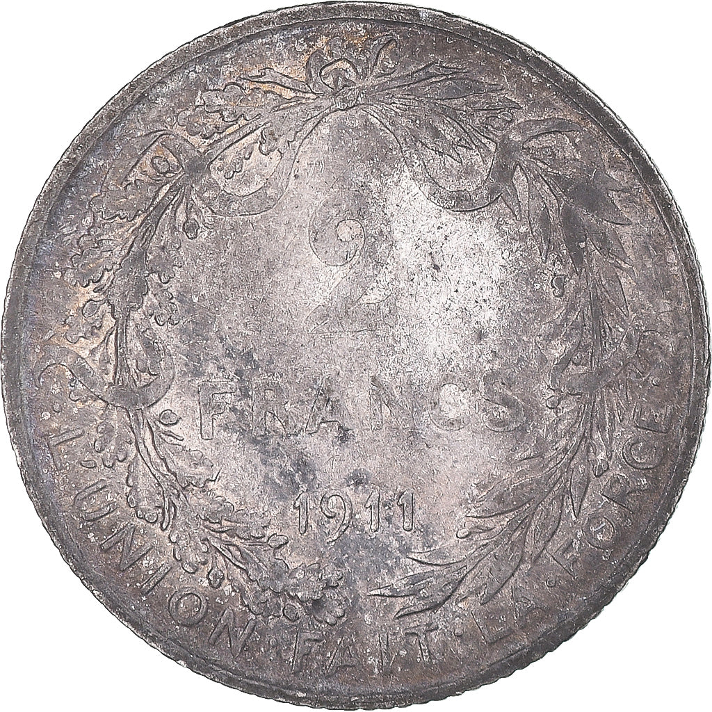 Moeda, Bélgica, 2 Francs, 2 Frank, 1911, VF(30-35), Prata, KM:74