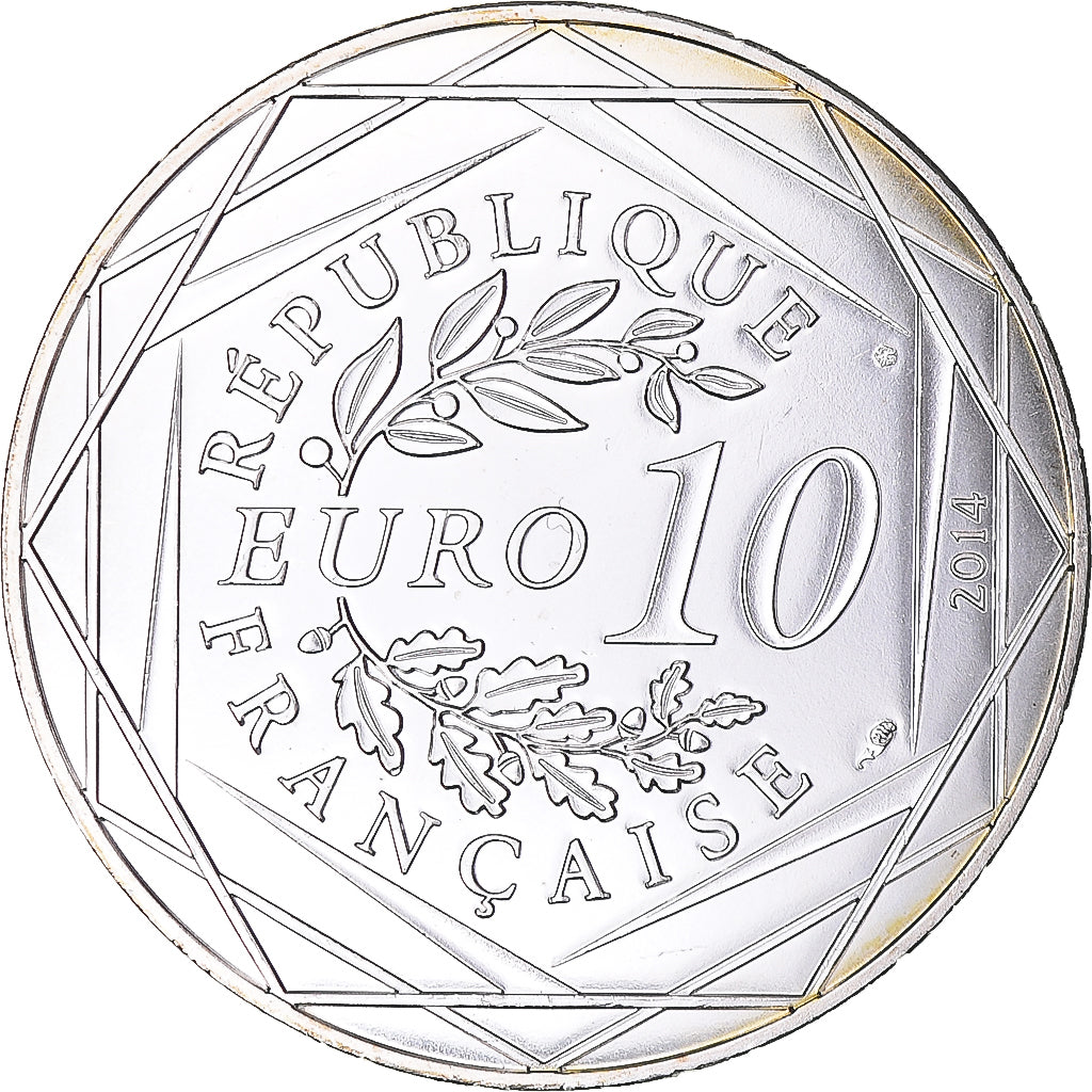 France, 10 Euro, Fraternité Hiver Sempé, 2014, MS(65-70), Silver