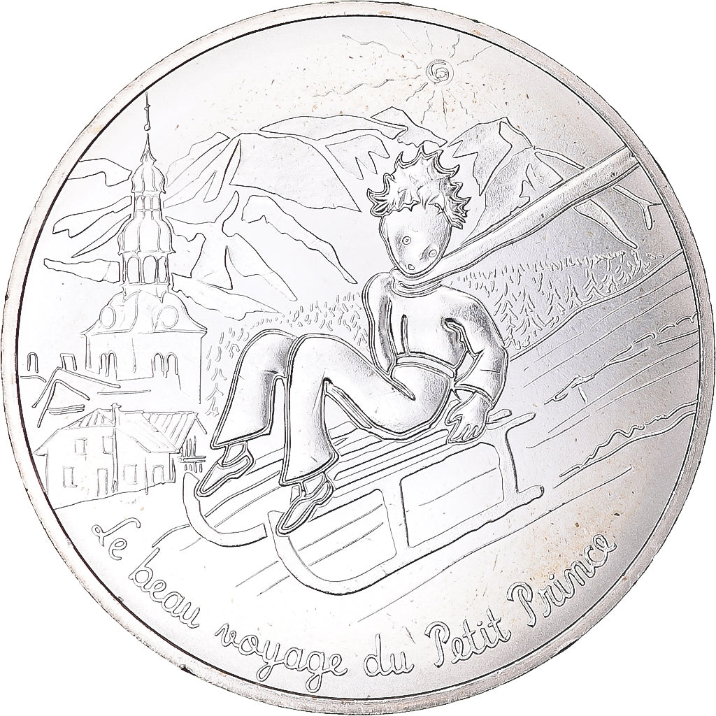 França, 10 Euro, Petit Prince fait de la luge, 2016, Paris, MS(65-70), Prata