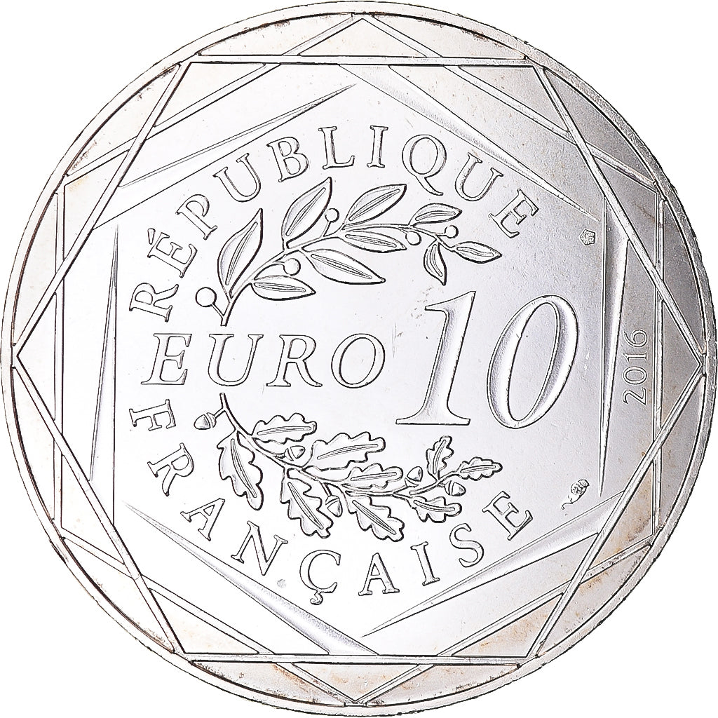 França, 10 Euro, Petit Prince fait de la luge, 2016, Paris, MS(65-70), Prata