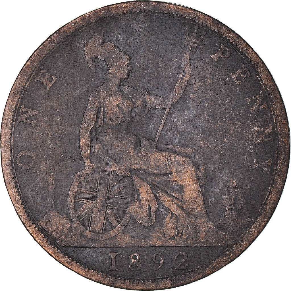 Moeda, Grã-Bretanha, Victoria, Penny, 1892, F(12-15), Bronze, KM:755