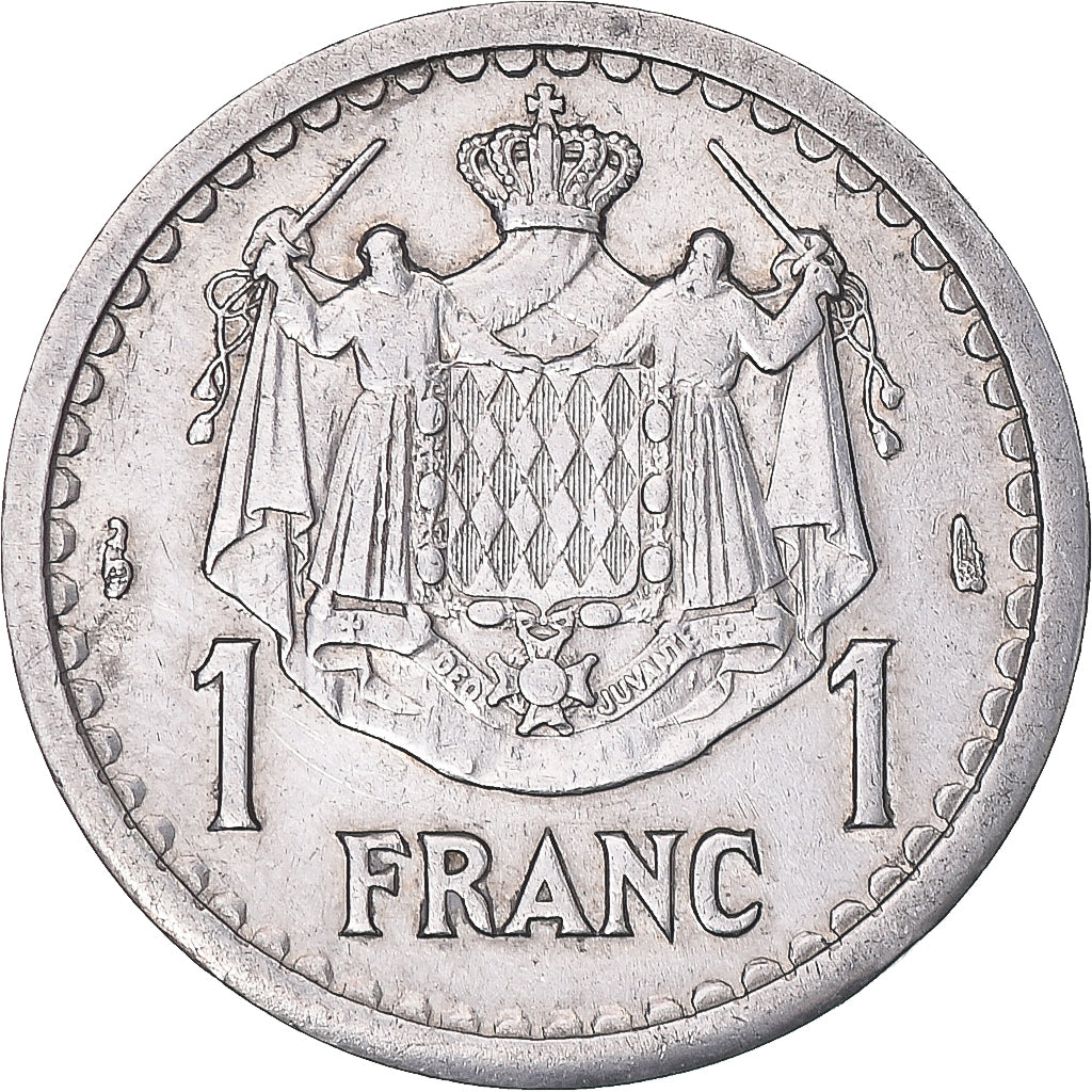 Moneta, Monaco, Louis II, Franc, Undated (1943), Poissy, AU(50-53), Aluminium