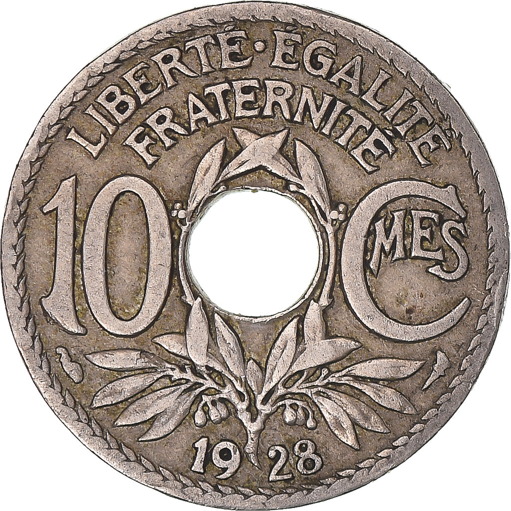 Moneta, Francja, Lindauer, 10 Centimes, 1928, Paris, EF(40-45), Miedź-Nikiel