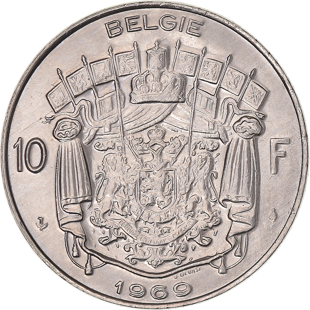 Moneta, Belgio, 10 Francs, 10 Frank, 1969, Brussels, BB+, Nichel, KM:156.1