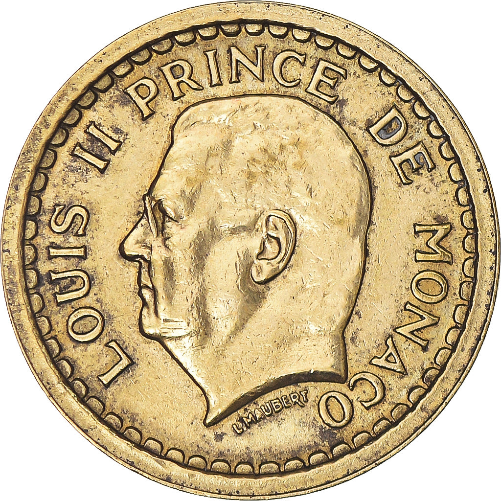 Coin, Monaco, Louis II, Franc, 1943, AU(50-53), Aluminum-Bronze, KM:120A
