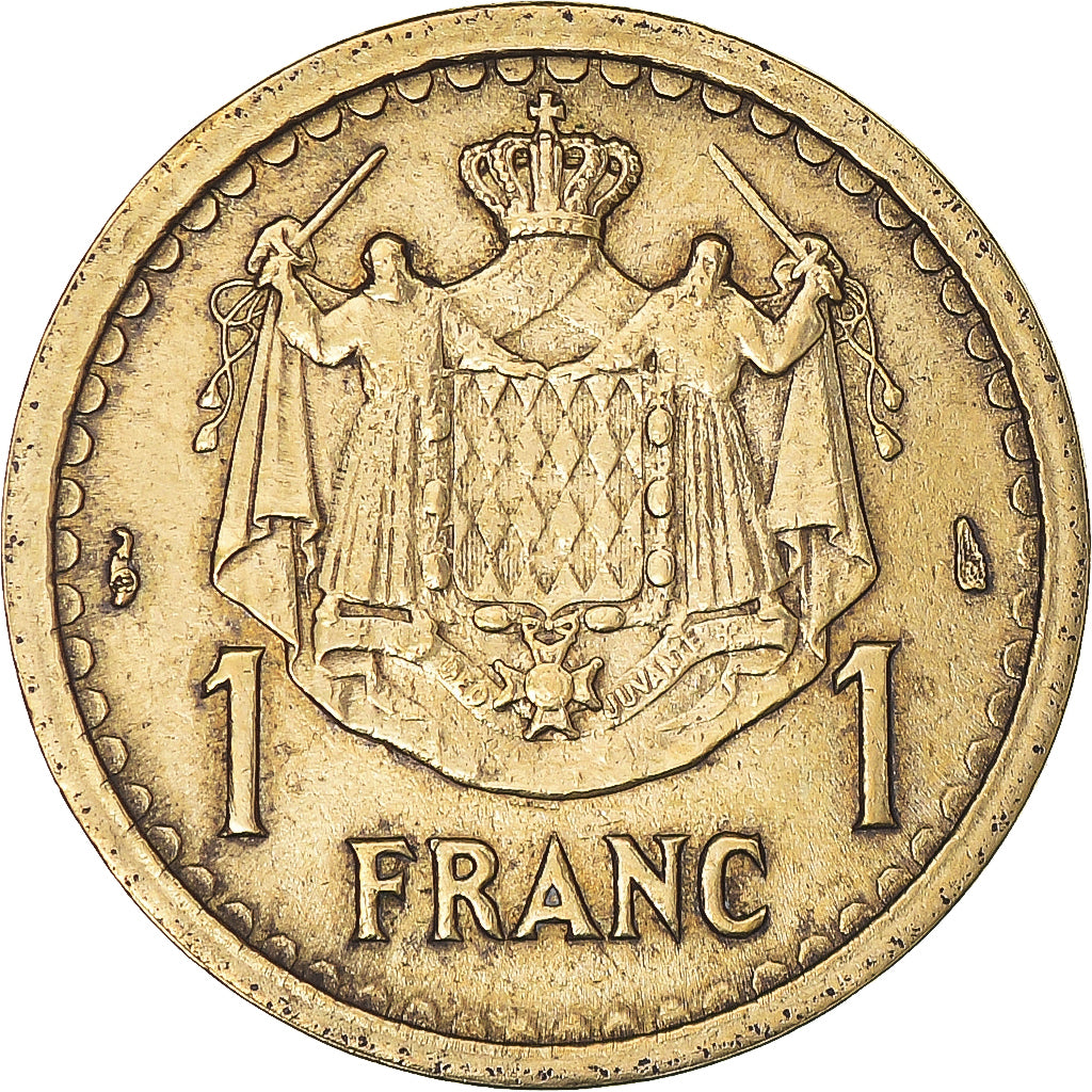 Coin, Monaco, Louis II, Franc, 1943, AU(50-53), Aluminum-Bronze, KM:120A