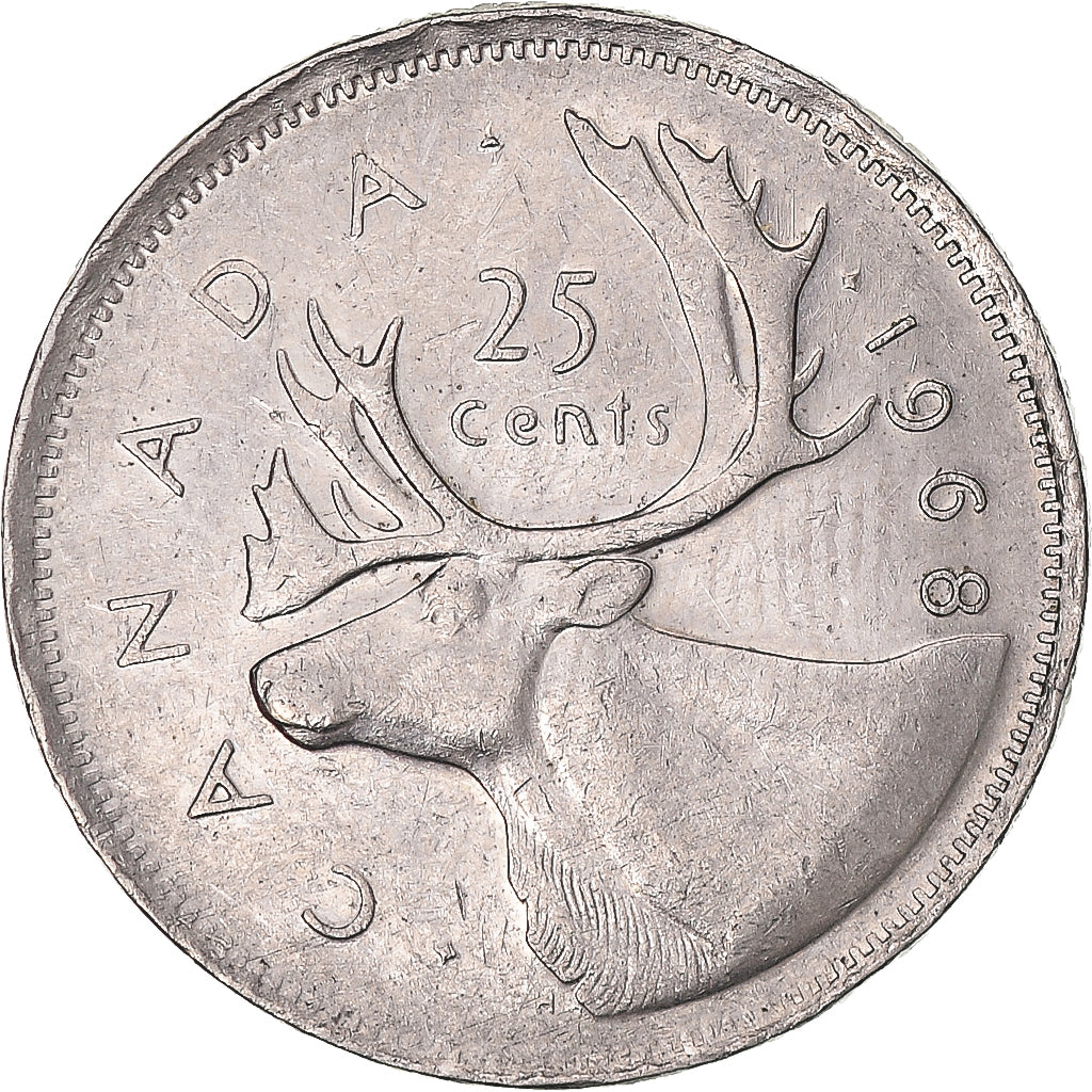 Coin, Canada, Elizabeth II, 25 Cents, 1968, Royal Canadian Mint, Ottawa