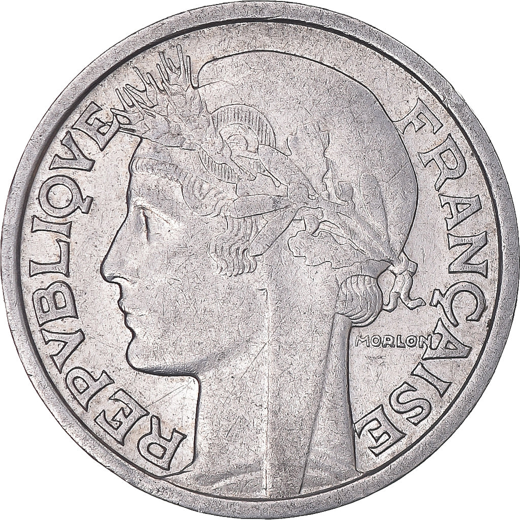 Coin, France, Morlon, 2 Francs, 1947, Beaumont - Le Roger, AU(50-53), Aluminum