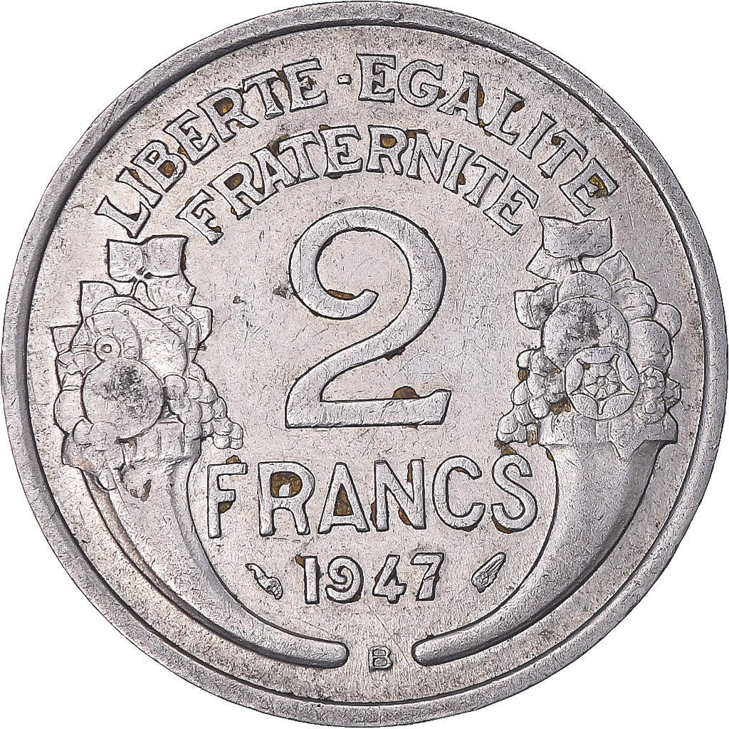 Coin, France, Morlon, 2 Francs, 1947, Beaumont - Le Roger, AU(50-53), Aluminum