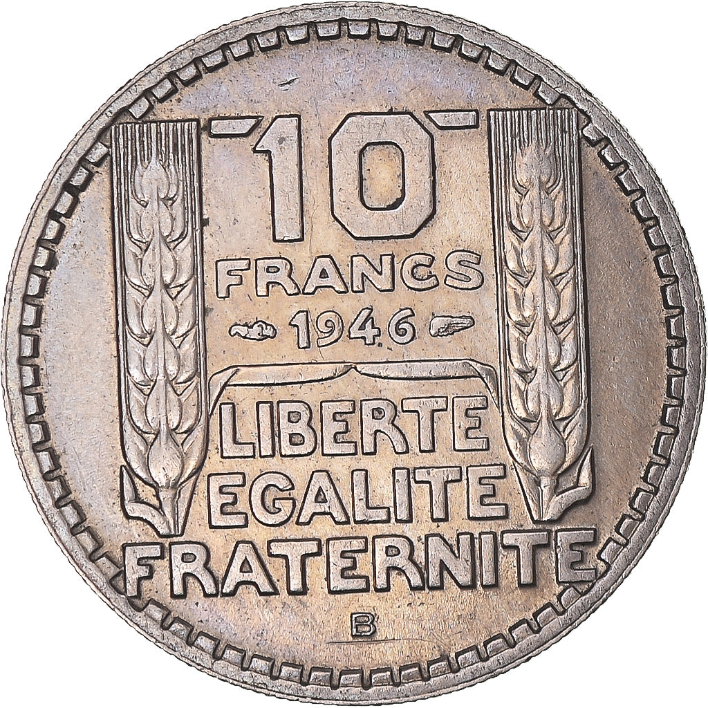Moeda, França, Turin, 10 Francs, 1946, AU(55-58), Cobre-níquel, KM:908.1
