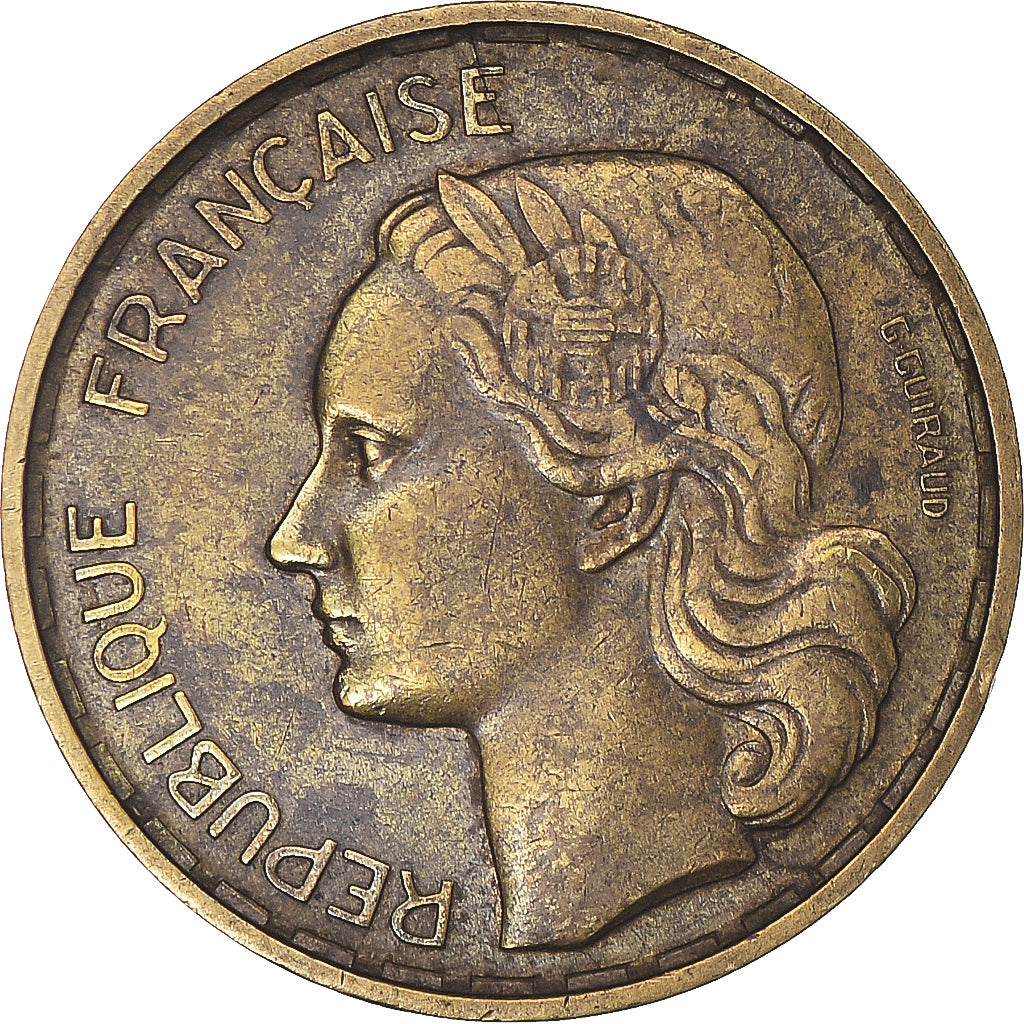 Moneta, Francia, Guiraud, 20 Francs, 1953, Paris, BB, Alluminio-bronzo