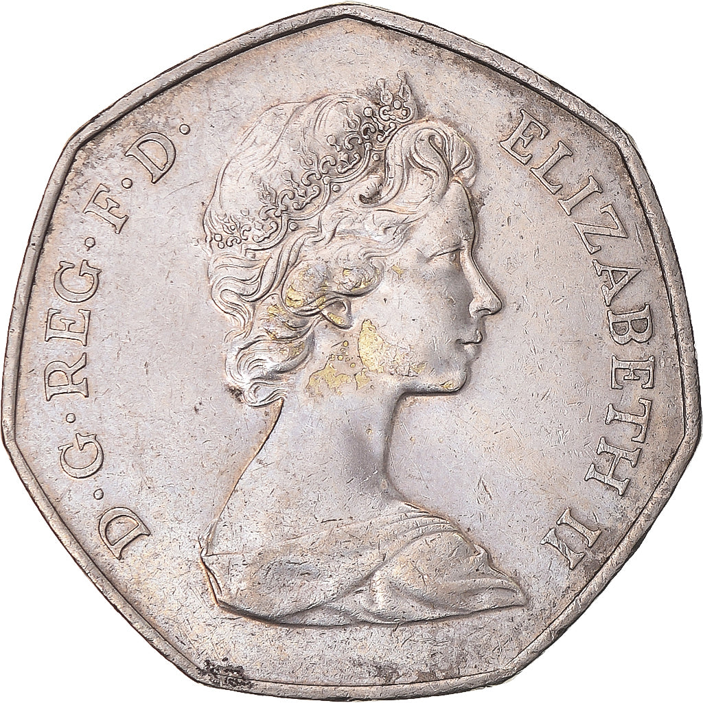 Moneta, Gran Bretagna, Elizabeth II, 50 Pence, 1973, BB, Rame-nichel, KM:918