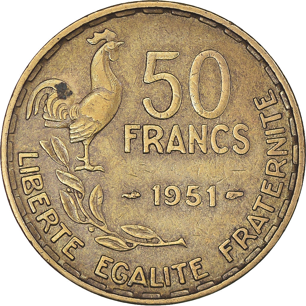 Münze, Frankreich, Guiraud, 50 Francs, 1951, Paris, SS, Aluminum-Bronze