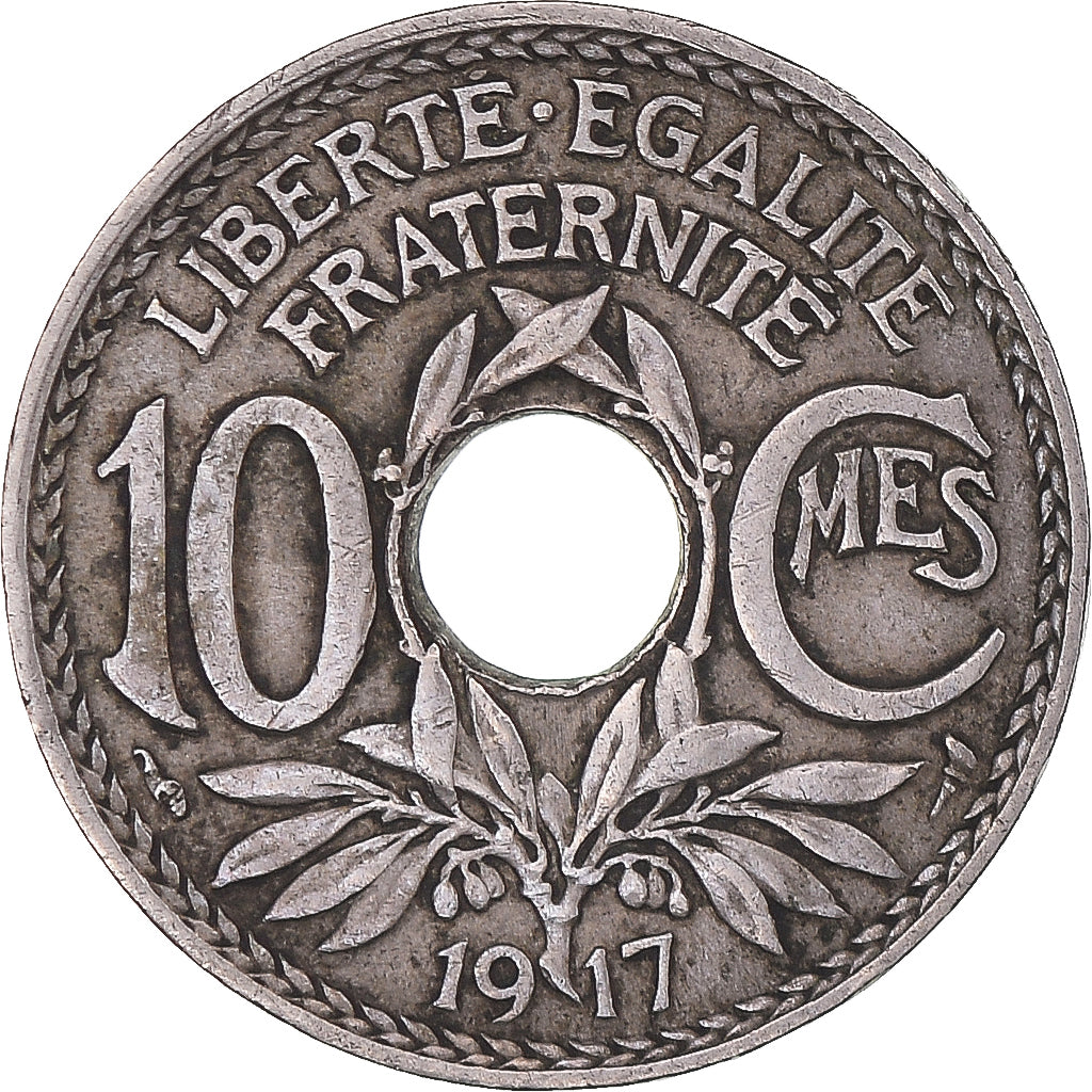 Munten, Frankrijk, Lindauer, 10 Centimes, 1917, Paris, ZF, Cupro-nikkel