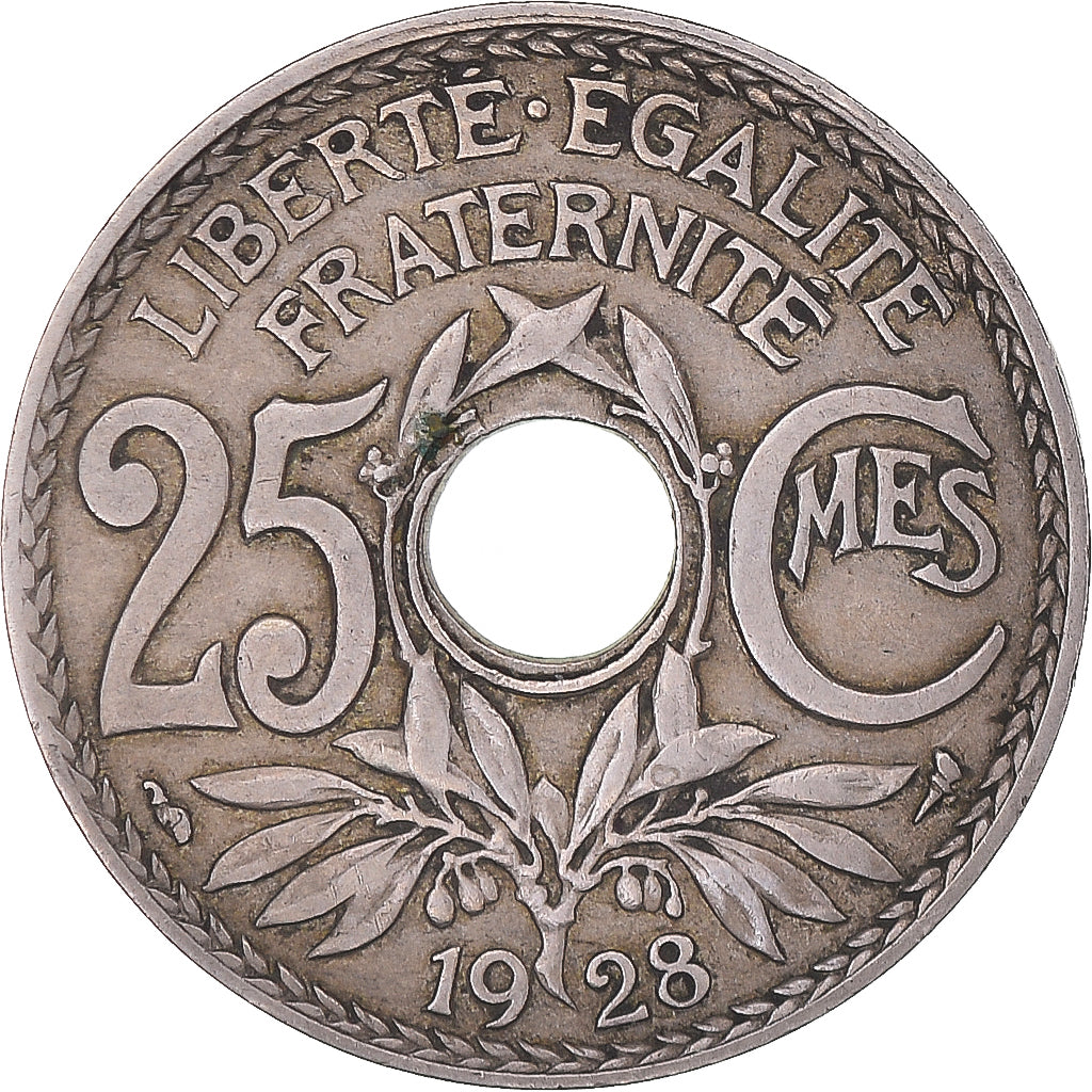 Münze, Frankreich, Lindauer, 25 Centimes, 1928, SS, Kupfer-Nickel, KM:867a